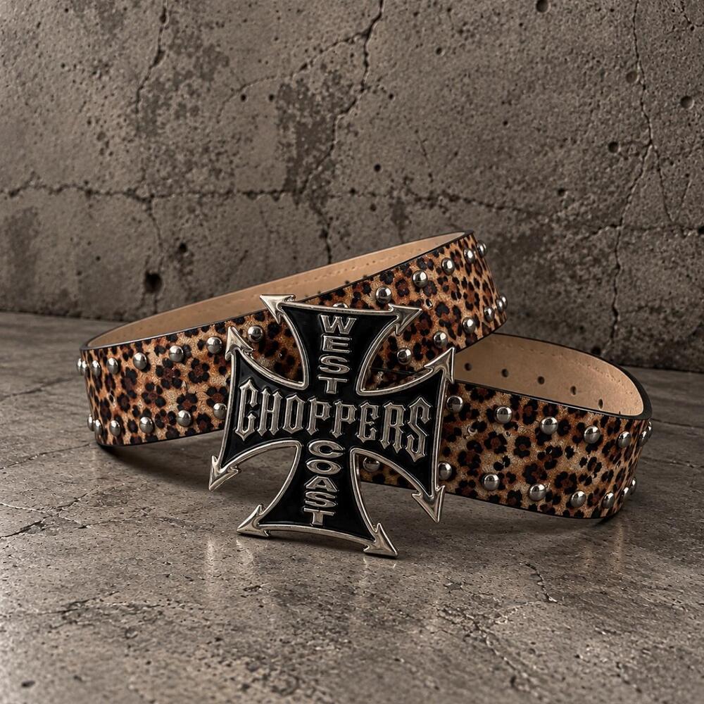 Y2K West Coast Choppers Leopard Studded Belt – Women’s